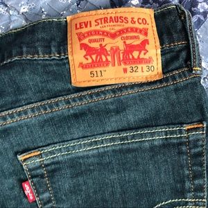 Levi's 511 slim blue jeans with light fade styling